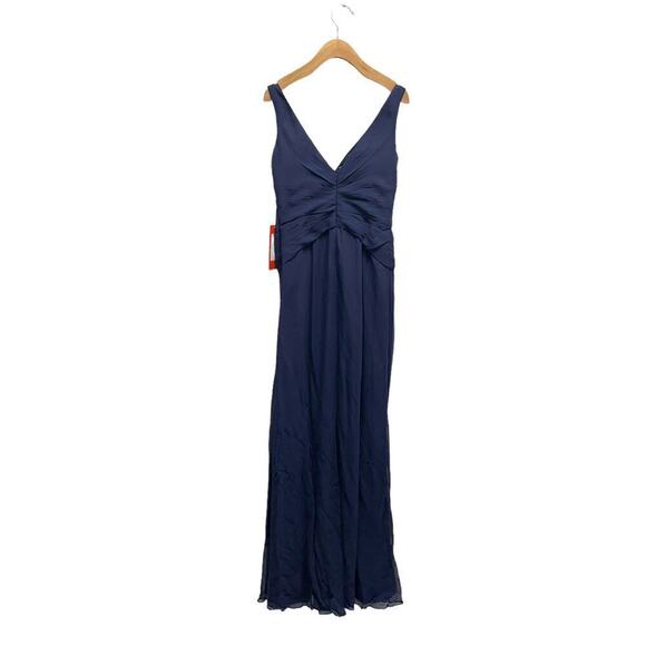 NWT Monique Lhuillier Navy Silk Gown Jeweled Beaded Size 4 MSRP $698 - Picture 9 of 10
